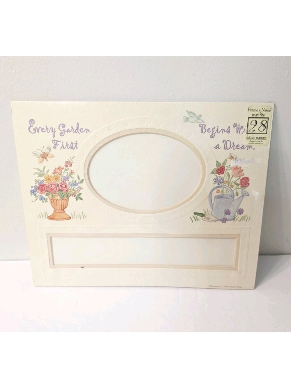 Vtg Every Garden First Begins With a Dream Floral Photo Picture Frame Matte